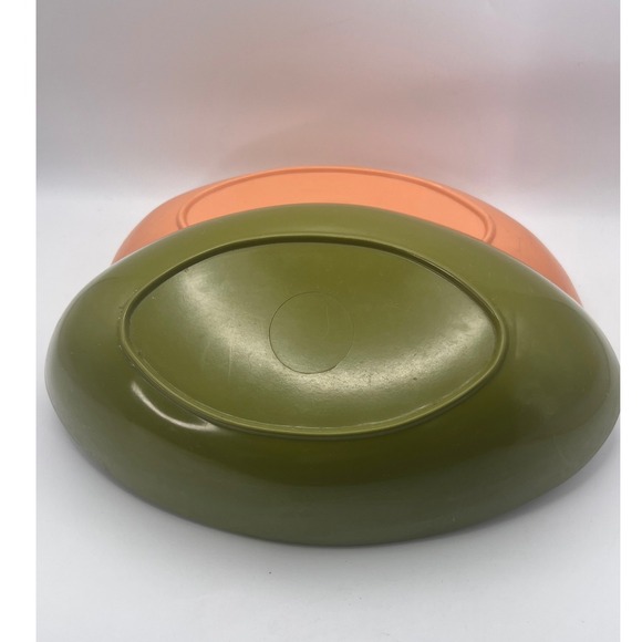 Vintage Melamine Cat Eye Shape Bowls Avocado Salmon MCM Retro Kitsch Cottagecore - Picture 5 of 10